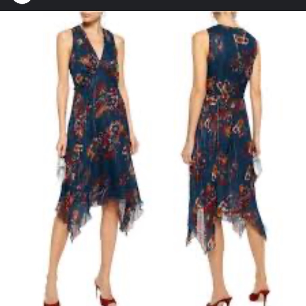 Walter Baker Floral Midi Dress - Blue and Red